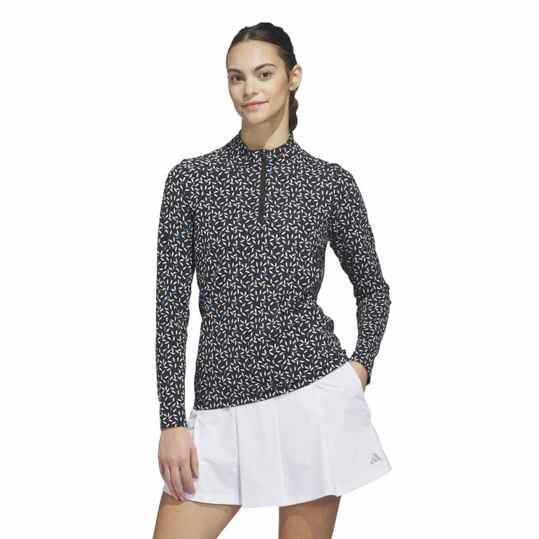 Adidas Women's Ultimate All Over Print LS Pullover - Lucid Ray Blue