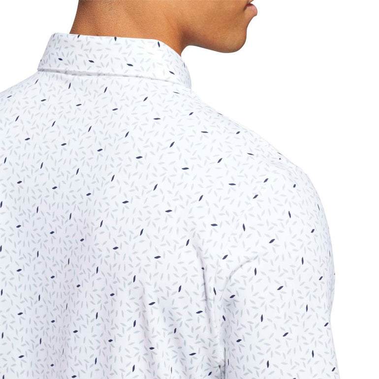 Adidas Men's Ultimate+ Soft Print Polo - White/Wonder Sage