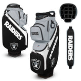Las Vegas Raiders golf bag with various components on a white background