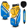 Los Angeles Chargers golf bag with club head cover and strap on a white background
