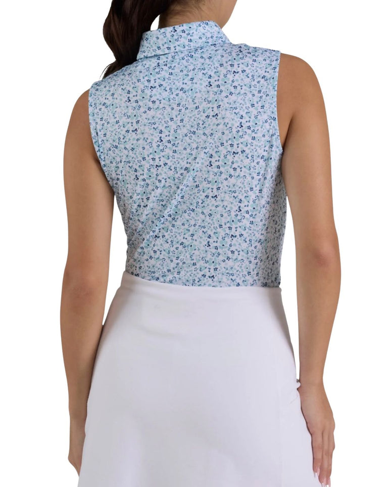 Bad Birdie Women's Mini Mood Sleeveless Polo - Pale Blue