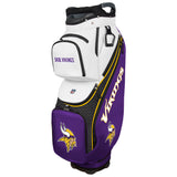 Purple and white golf bag with Vikings logo on a white background