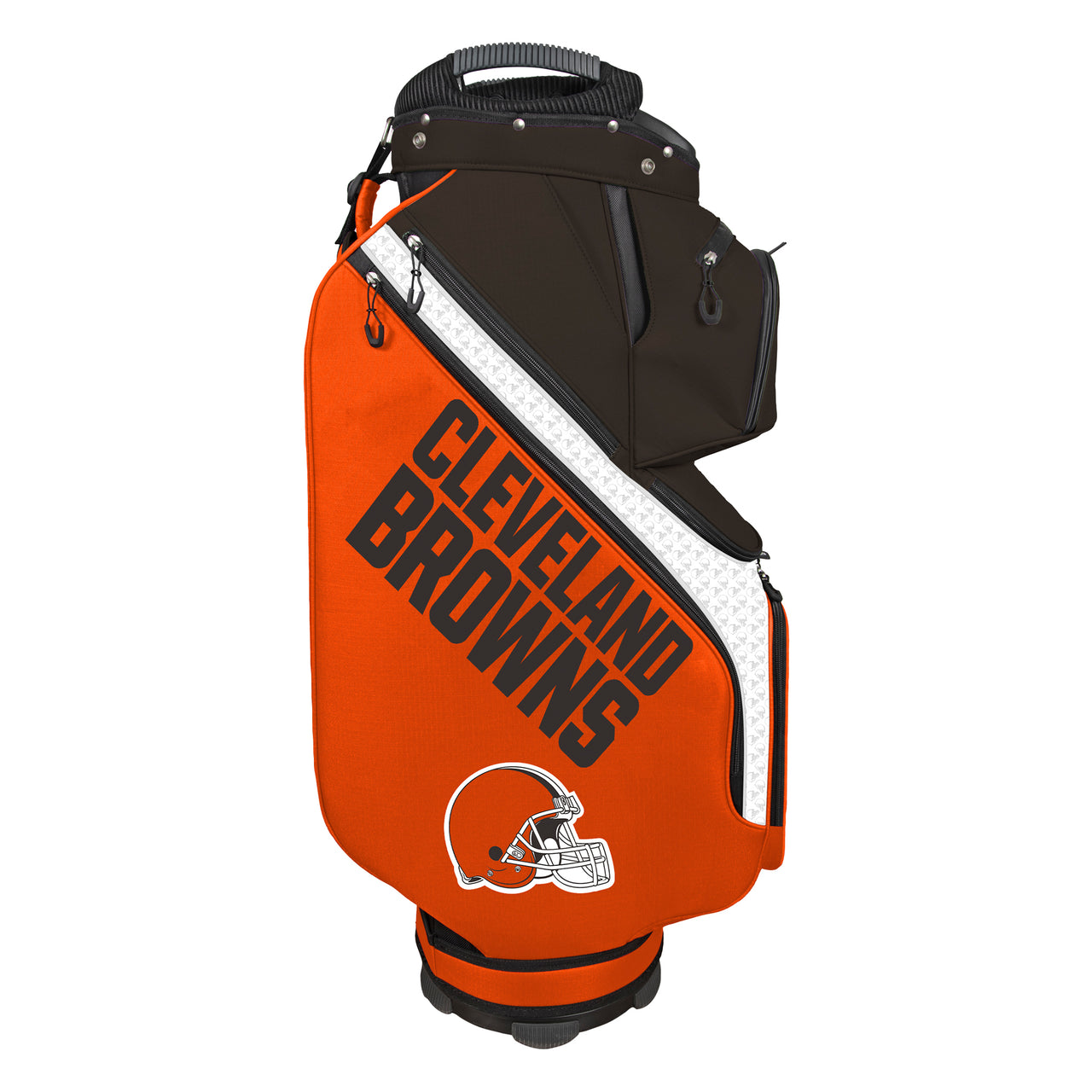 Orange golf bag with 'Cleveland Browns' branding on a white background