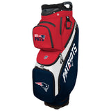 Golf bag with New England Patriots branding on a white background