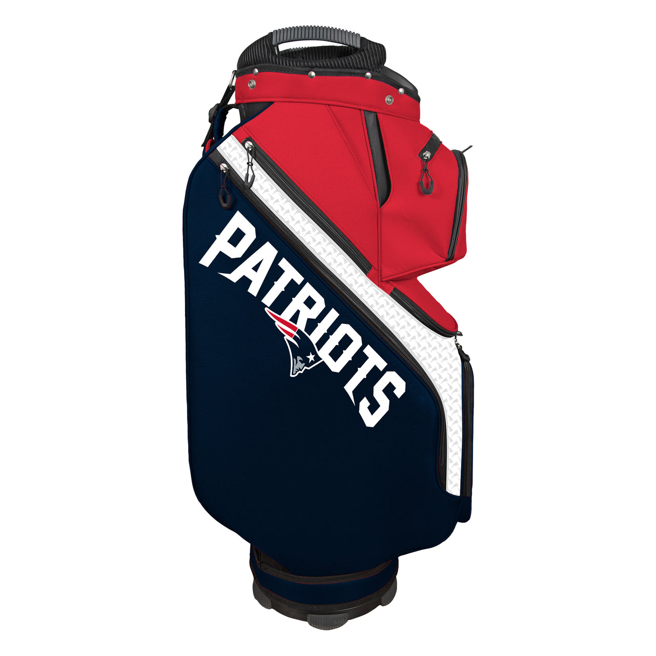 Golf bag with 'Patriots' branding on a white background