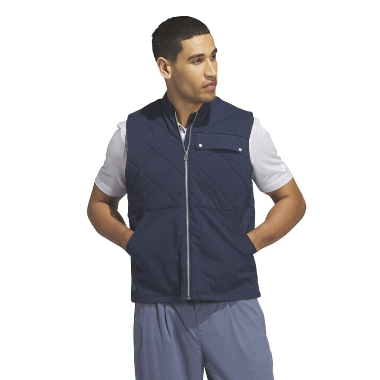 Adidas Men's Go-to Quilited Dwr Full Zip Vest 24 - Navy