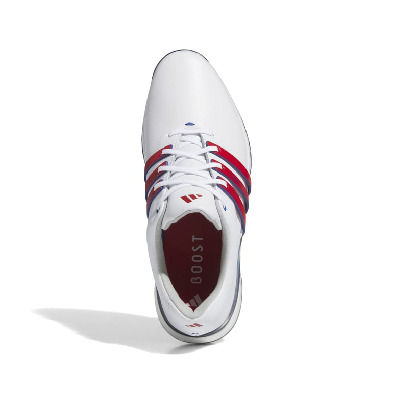 Adidas Men's Tour360 24 BOOST Golf Shoes - White/Scarlet/Blue