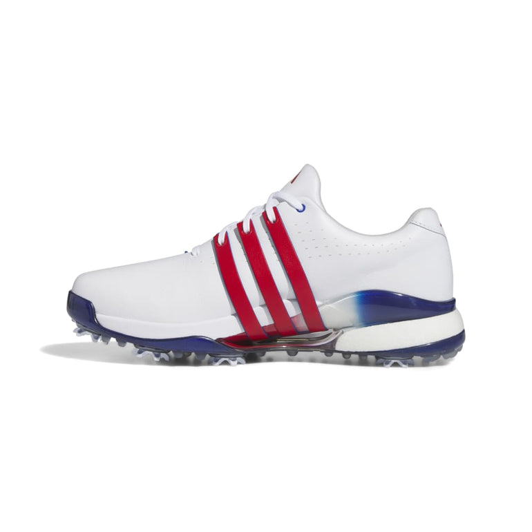 Adidas Men's Tour360 24 BOOST Golf Shoes - White/Scarlet/Blue