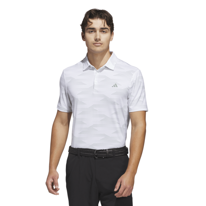 Adidas Men's Ultimate Speed Stripe Polo 25 - White/Silver Green