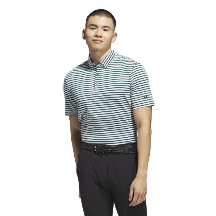Adidas Men's Ultimate Stripe Polo 25 - White/Collegiate Green