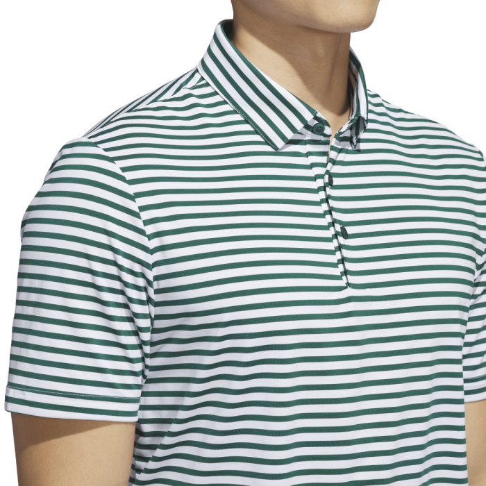 Adidas Men's Ultimate Stripe Polo 25 - White/Collegiate Green