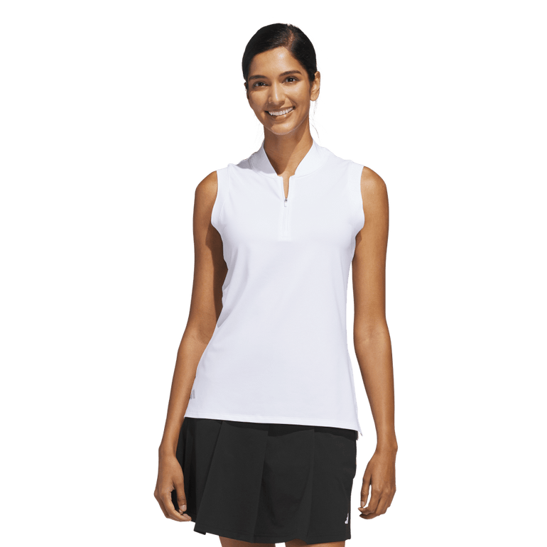 Adidas Women's Ultimate365 Zip Sleeveless Polo 25 - White
