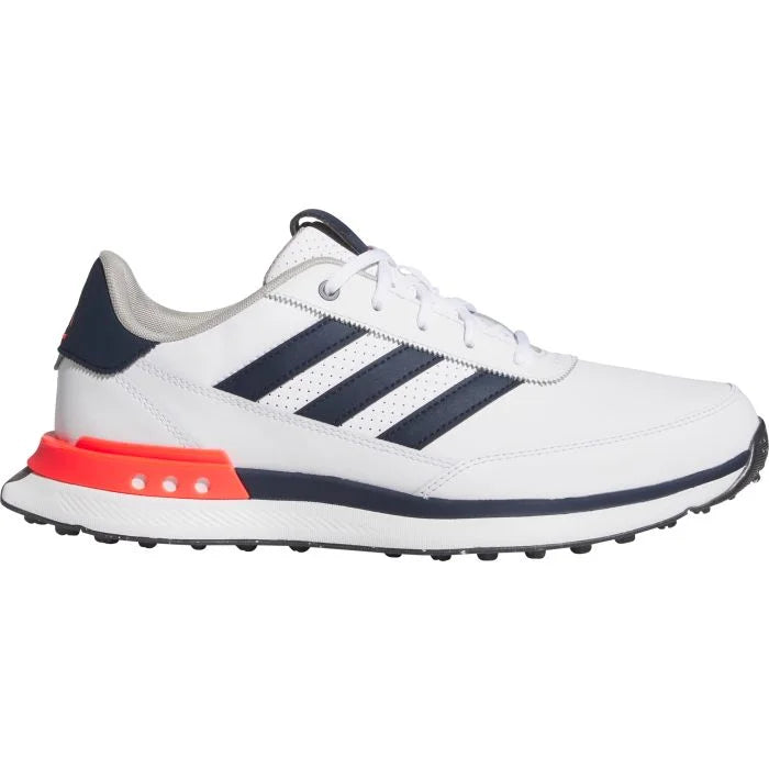 Adidas Men's S2G Leather Spikeless Golf Shoes 25 - White/Navy/Red