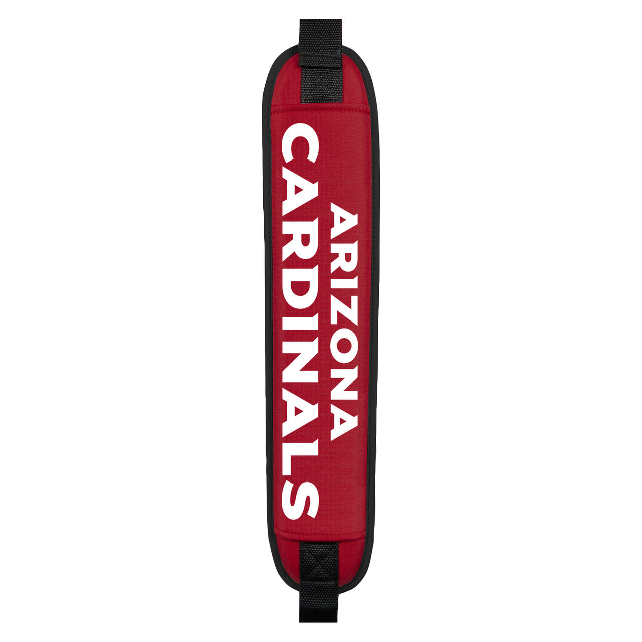 Red and black golf bag strap with 'Arizona Cardinals' text on a white background