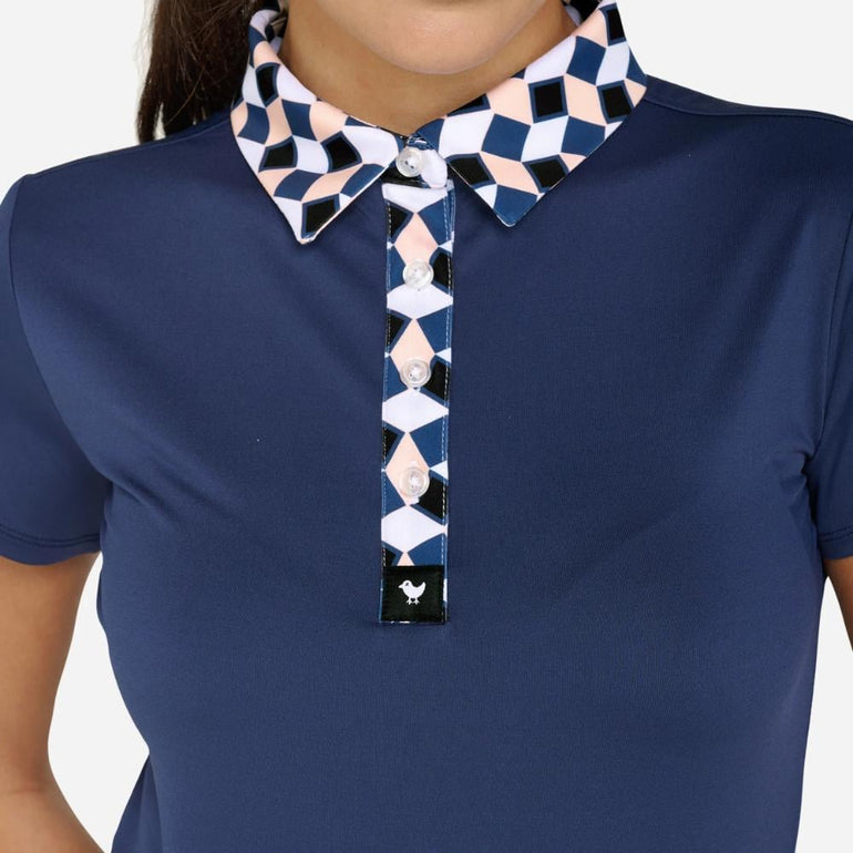 Bad Birdie Women's CheckM8 Navy Polo 24