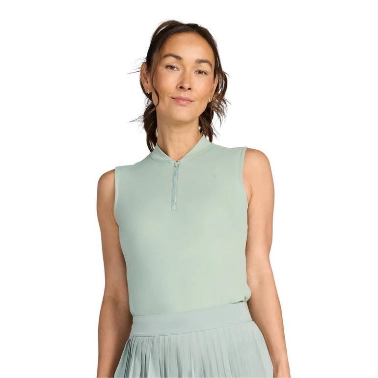 Bad Birdie Women's Blade Washed Sage Sleeveless Polo