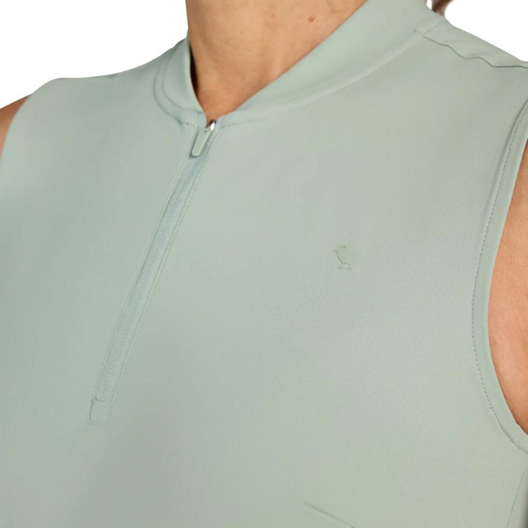 Bad Birdie Women's Blade Washed Sage Sleeveless Polo