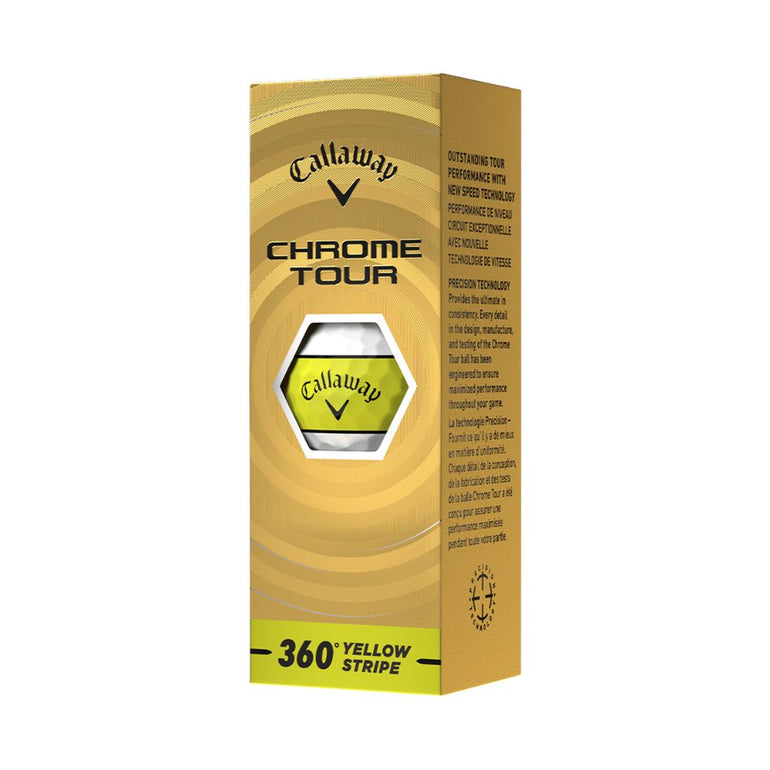 Callaway Chrome Tour 360 Yellow Stripe Golf Ball 2026