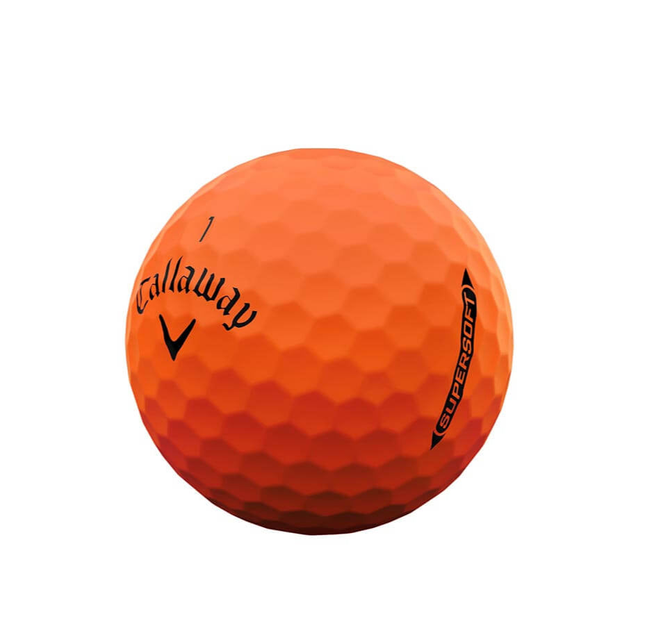Orange golf ball with Callaway logo on a white background