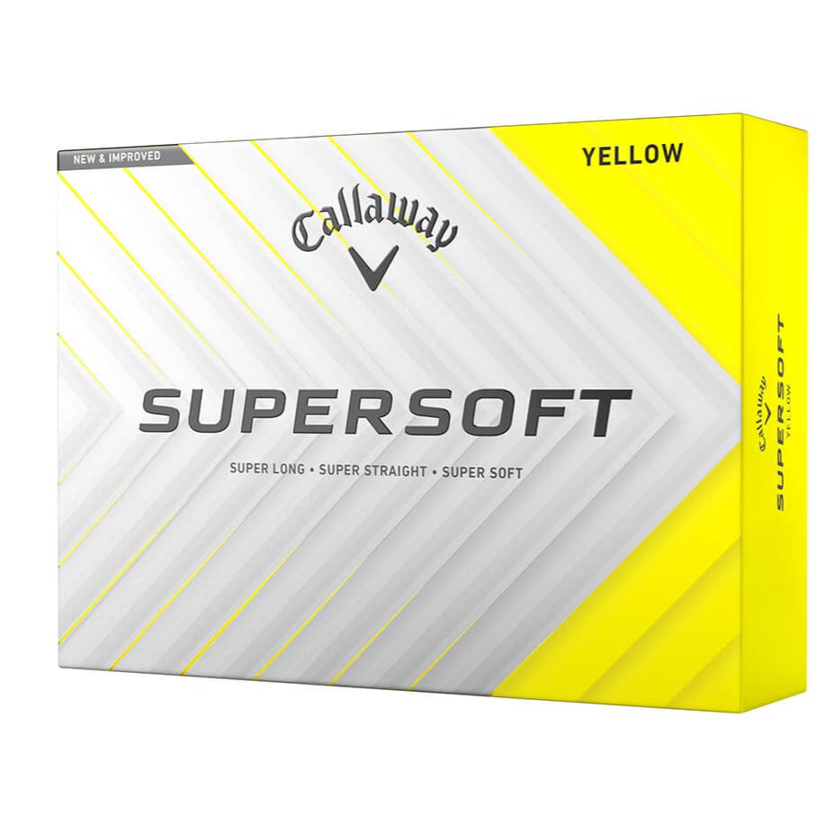 Callaway Supersoft golf ball packaging with yellow and white design
