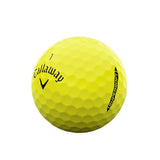Yellow golf ball with Callaway logo on a white background