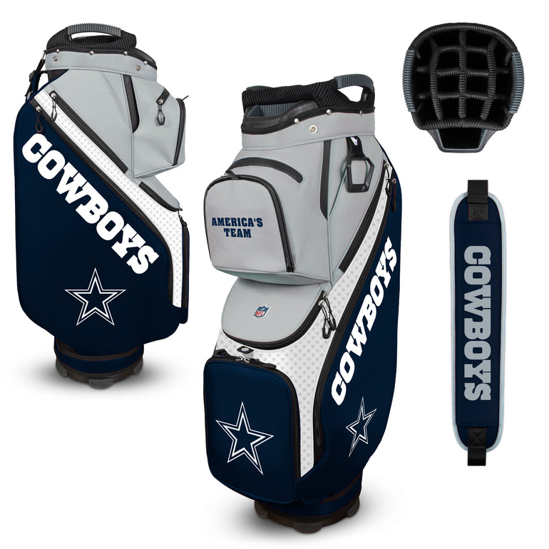 Cowboys golf bag with multiple views on a white background