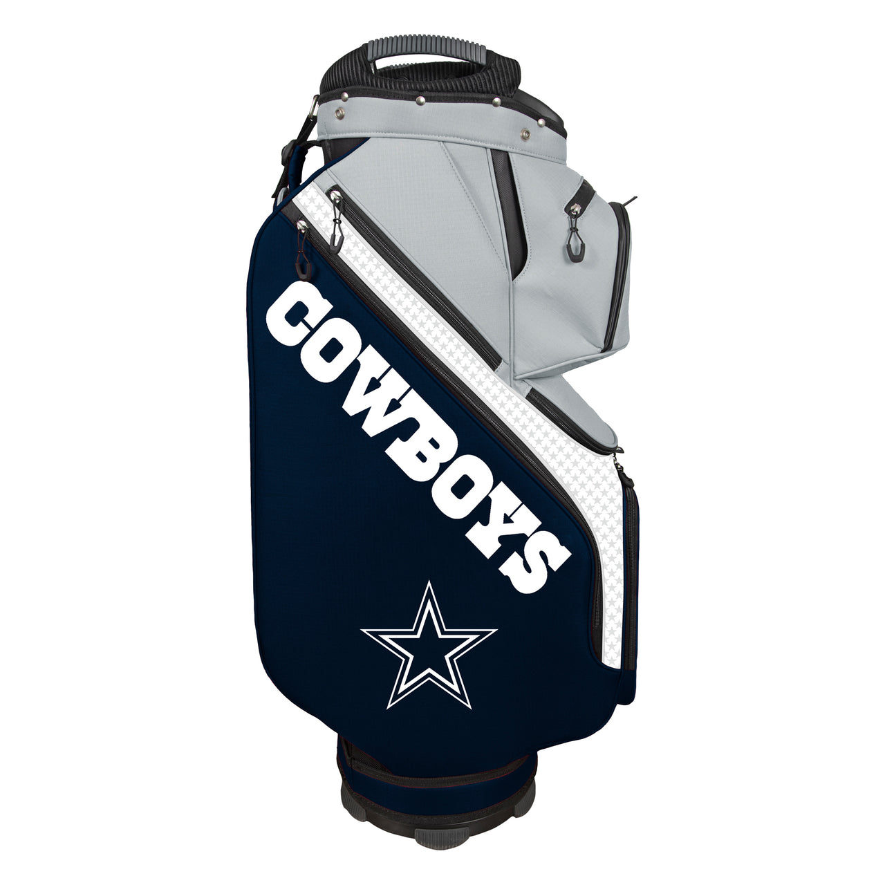 Dallas Cowboys golf bag with navy blue and gray design on a white background