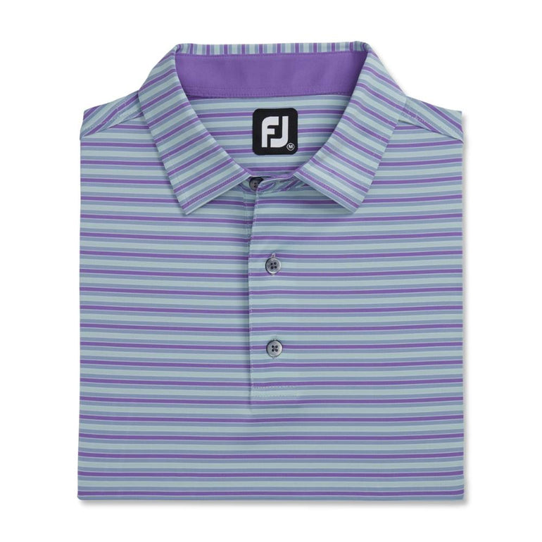 FootJoy Men's Multi Stripe Lisle Polo - Storm/Thistle 24