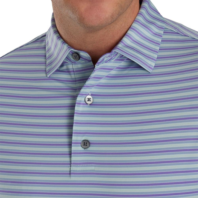 FootJoy Men's Multi Stripe Lisle Polo - Storm/Thistle 24