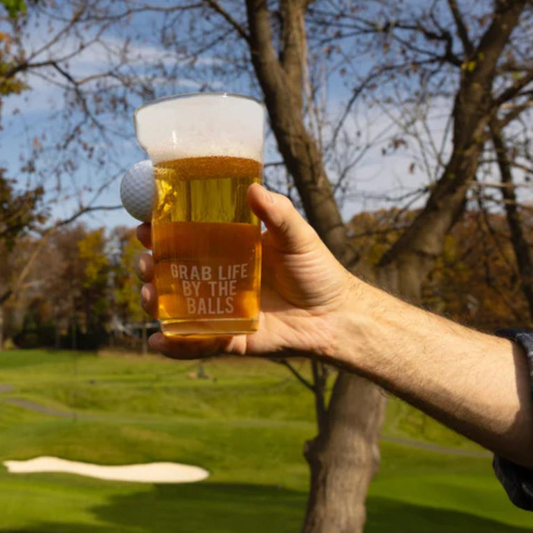 Grab Life By The Balls 15 oz Golf Ball Glass