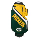 Green Bay Packers golf bag with green and yellow colors on a white background
