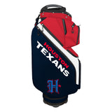 Houston Texans golf bag with red and blue design on a white background