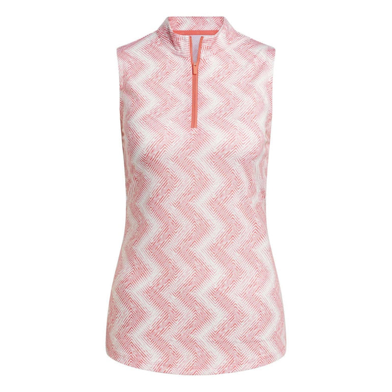 Adidas Women's Ultimate365 Sleeveless Ottoman Print Polo 2024 - Preloved Scarlet