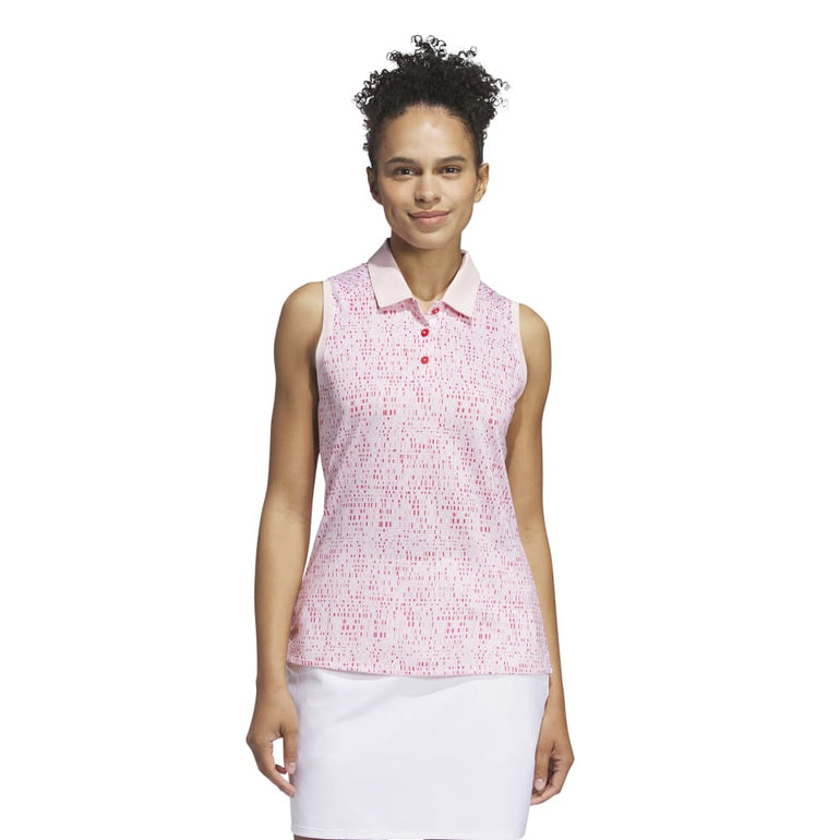 Adidas Women's Ultimate365 Printed Polo 24 - Sandy Pink