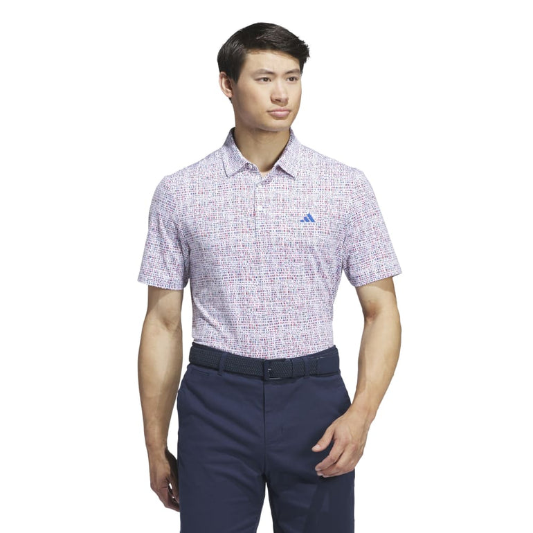 Adidas Men's Ultimate365 Power Grid Print Polo 24 - White/Royal