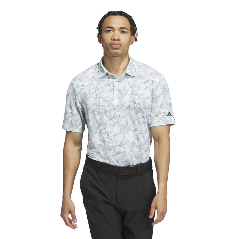 Adidas Men's Ultimate365 Mesh Print Polo 24 - White/Preloved Green