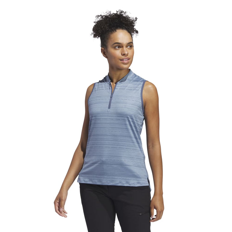 Adidas Women's Ultimate365 Stripe Sleeveless Polo 24 - Preloved Ink