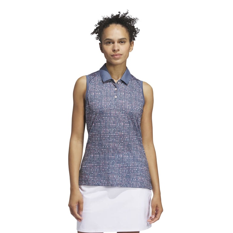 Adidas Women's Ultimate365 Printed Sleeveless Polo 24 - Preloved Ink