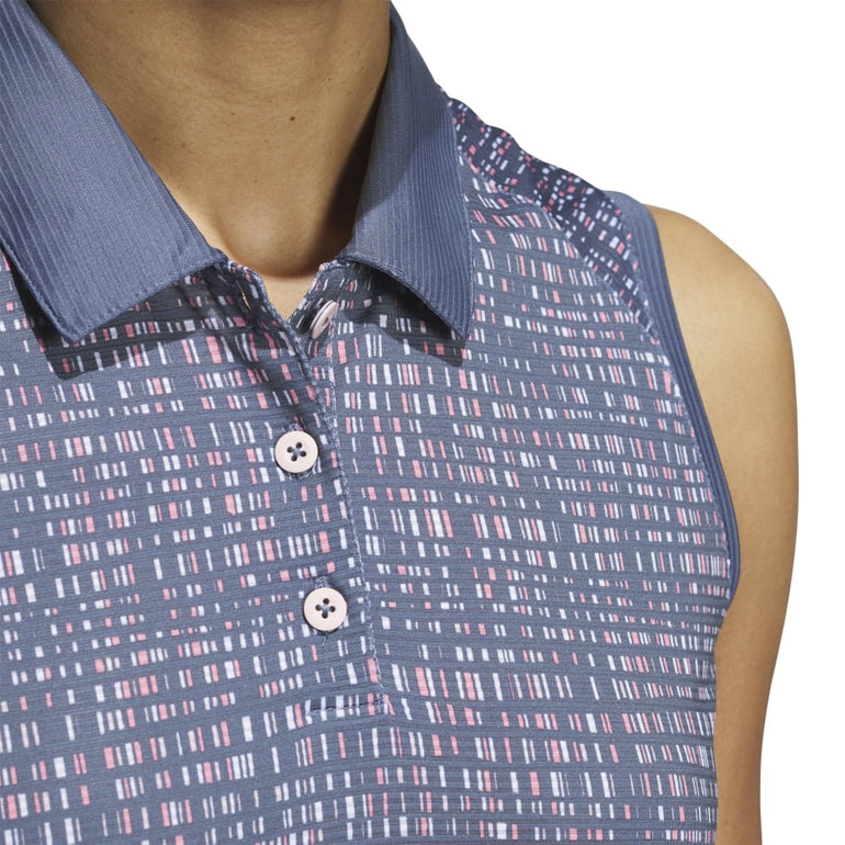 Adidas Women's Ultimate365 Printed Sleeveless Polo 24 - Preloved Ink