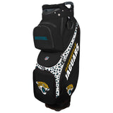 Black golf bag with Jacksonville Jaguars branding on a white background