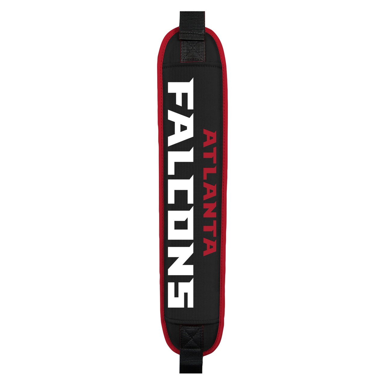 Black and red golf bag strap with 'Atlanta Falcons' text on a white background