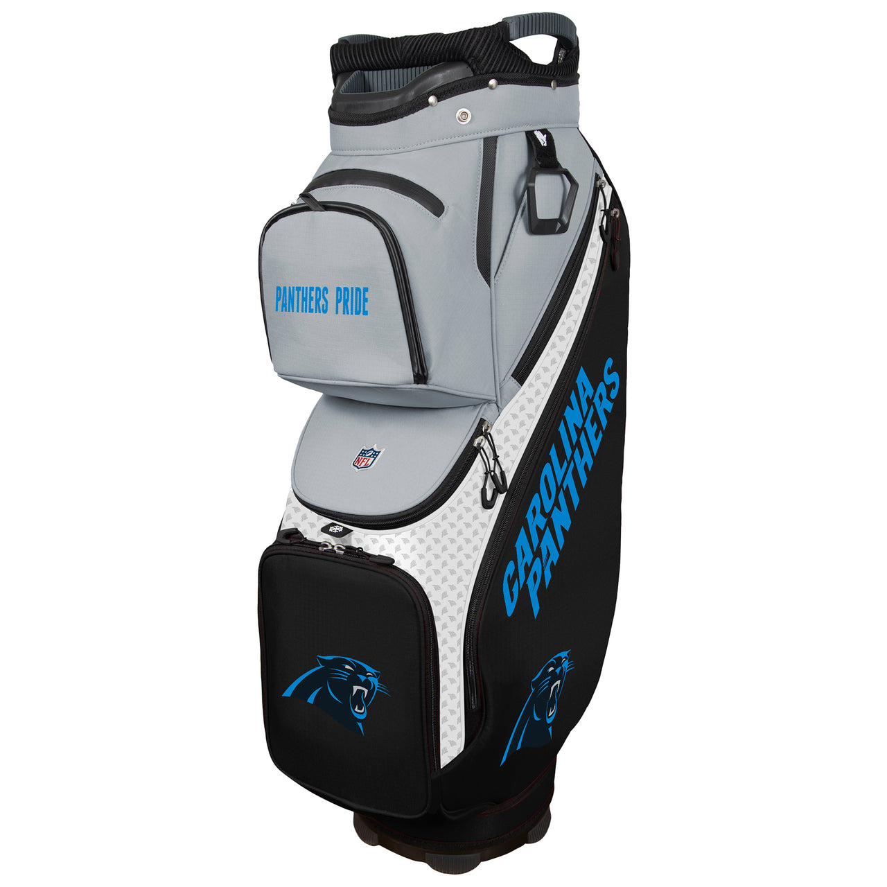 Carolina Panthers golf bag with team branding on a white background