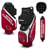 Arizona Cardinals golf bag with various components on a white background