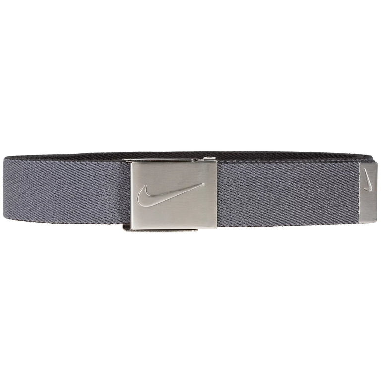 Nike belt with silver buckle on a white background