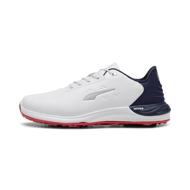 Puma Men's PhantomCat Nitro Golf Shoe 24 - White/Deep Navy/Red
