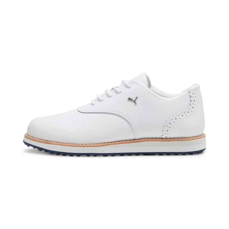 Puma Women's Avant Spikeless Golf Shoe 24 - White/Navy/Sand Dune