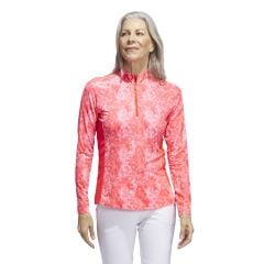 Adidas Women's Essentials Long Sleeve Printed Mock Polo 2023 - Bright Red
