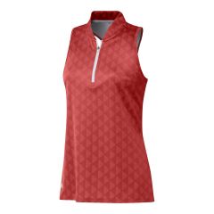 Adidas Women's Heat.RDY Zip Crew Red Sleeveless Polo