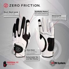 Zero Friction Men's Universal Fit Golf Glove - Right Hand
