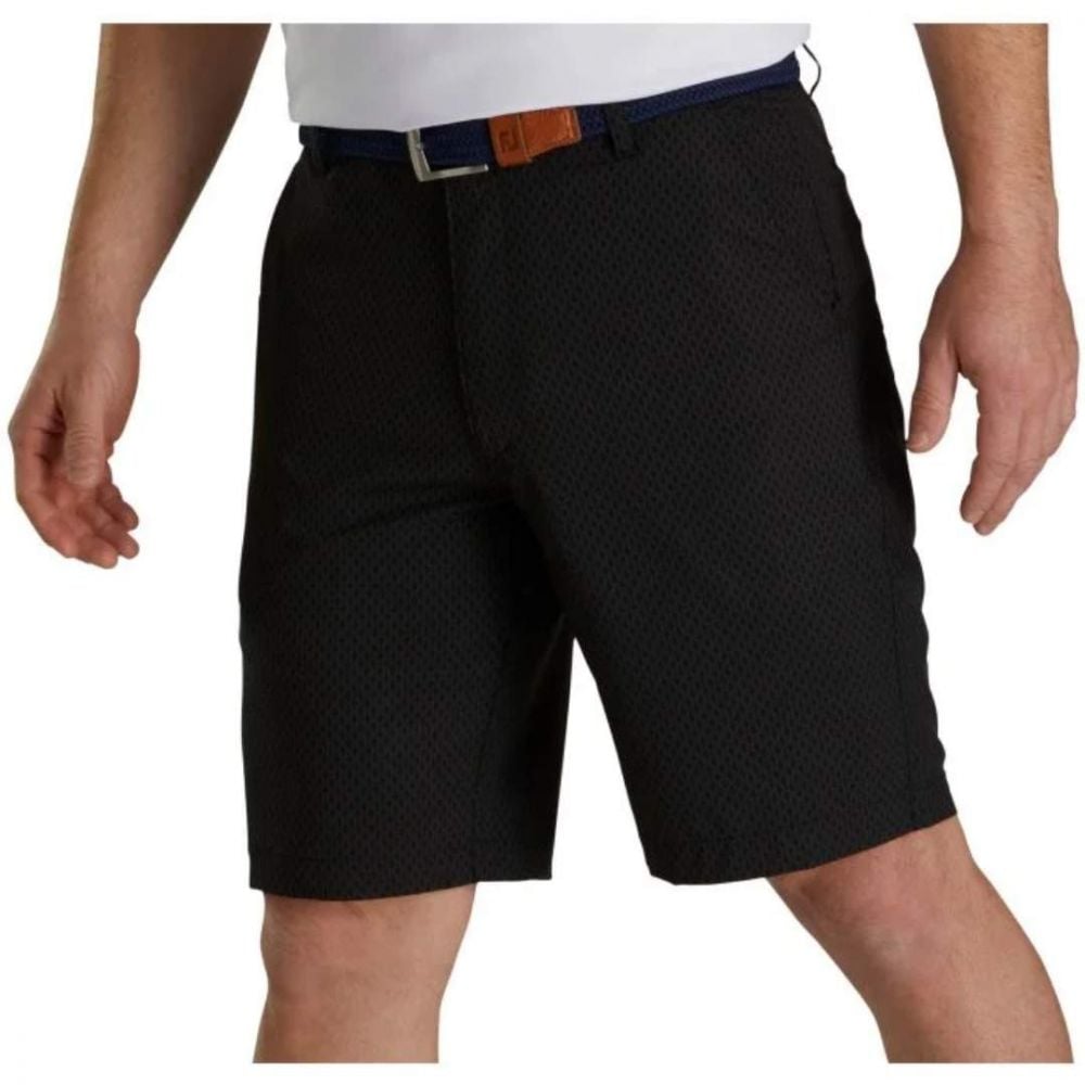 FootJoy Men's Tonal Print Lightweight 9 Inch Golf Shorts 2023 - Black
